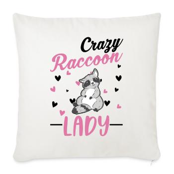 Crazy Raccoon lady Waschbär - Housse de coussin décorative 45 x 45 cm - blanc nature - Devant
