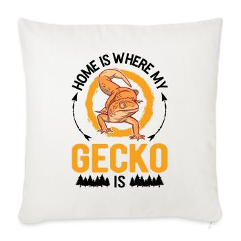 La maison est l’endroit où se trouve mon gecko - Housse de coussin décorative 45 x 45 cm - blanc nature - Devant