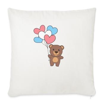 Transgender Flag Balloon Hearts Pride LGBTQ Bear - Sofa pillowcase 17,3'' x 17,3'' (45 x 45 cm) - natural white - Front