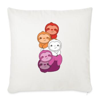 Lesbian Flag Pride LGBTQ Cute Sloth Bunch - Housse de coussin décorative 45 x 45 cm - blanc nature - Devant