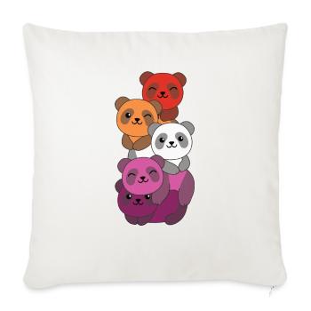 Lesbian Flag Pride LGBTQ Cute Panda Bunch - Housse de coussin décorative 45 x 45 cm - blanc nature - Devant