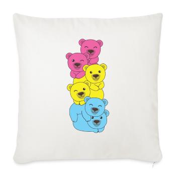 Pansexual Flag Pride LGBTQ Cute Bear Bunch - Housse de coussin décorative 45 x 45 cm - blanc nature - Devant