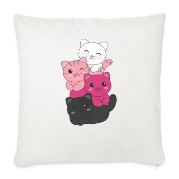 transfem Flag Pride LGBTQ cute cat pile - Sofa pillowcase 17,3'' x 17,3'' (45 x 45 cm) - natural white - Front