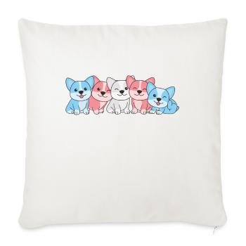 Drapeau transgenre Corgi Pride LGBTQ Mignons Chiens - Housse de coussin décorative 45 x 45 cm - blanc nature - Devant