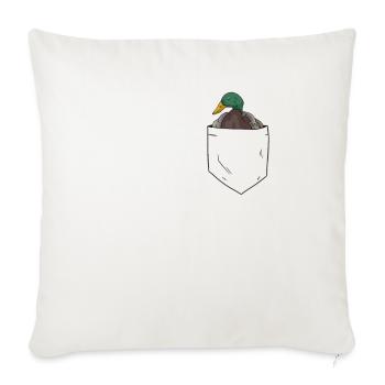 Canards en poche de poitrine Éleveur de canards - Housse de coussin décorative 45 x 45 cm - blanc nature - Devant