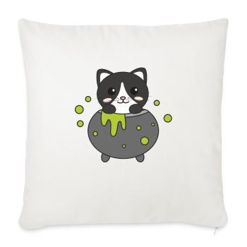 Chat Happy Halloween Cauldron Bat - Housse de coussin décorative 45 x 45 cm - blanc nature - Devant