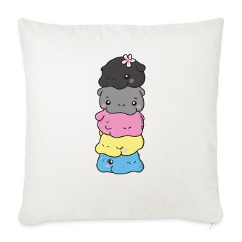 drapeau polygenre fierté LGBTQ mignon hippopotame - Housse de coussin décorative 45 x 45 cm - blanc nature - Devant