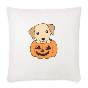 Labrador à la citrouille Chiens mignons Joyeux Halloween - Housse de coussin décorative 45 x 45 cm - blanc nature - Devant