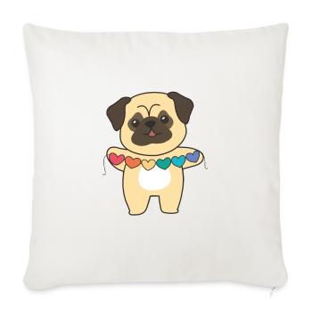 Rainbow Flag Gay Pride LGBTQ Herzen Hund Mops - Sofakissenbezug 45 x 45 cm - Naturweiß  - Vorne