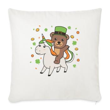 Ours avec licorne Saint-Patrick Irlande Chance - Housse de coussin décorative 45 x 45 cm - blanc nature - Devant