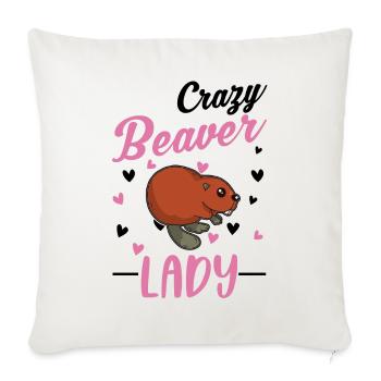 Crazy Beaver lady beaver woman - Sofa pillowcase 17,3'' x 17,3'' (45 x 45 cm) - natural white - Front