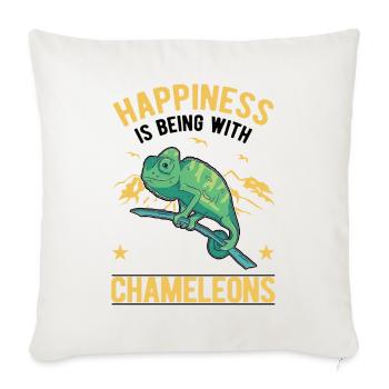 Le bonheur, c’est d’être avec des caméléons caméléon - Housse de coussin décorative 45 x 45 cm - blanc nature - Devant