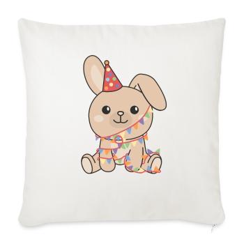 Lapin pour anniversaire un cadeau pour les enfants - Housse de coussin décorative 45 x 45 cm - blanc nature - Devant