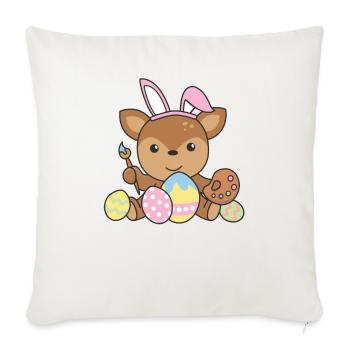 joyeuses Pâques doux cerf de Pâques avec œufs de Pâques - Housse de coussin décorative 45 x 45 cm - blanc nature - Devant