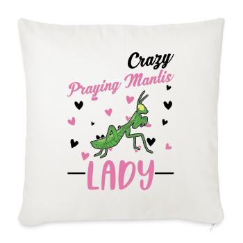 Crazy Praying Mantis lady Gottesanbeterin - Sofakissenbezug 45 x 45 cm - Naturweiß  - Vorne