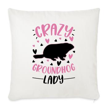 Marmotte folle Femme Crazy Groundhog dame - Housse de coussin décorative 45 x 45 cm - blanc nature - Devant