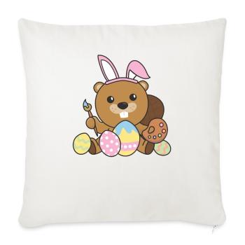 joyeuses Pâques castor doux Pâques avec œufs de Pâques - Housse de coussin décorative 45 x 45 cm - blanc nature - Devant