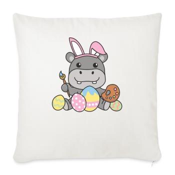 happy easter sweet hippo Easter with Easter eggs - Sofa pillowcase 17,3'' x 17,3'' (45 x 45 cm) - natural white - Front