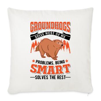 Marmotte Jour de la marmotte Marmotte forestière - Housse de coussin décorative 45 x 45 cm - blanc nature - Devant