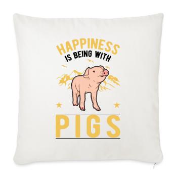 SchweineHappiness is being with Pigs - Sofa pillowcase 17,3'' x 17,3'' (45 x 45 cm) - natural white - Front