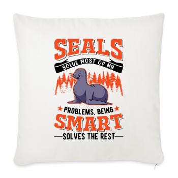 Cadeau de phoque Lion de mer Phoque Lion de mer - Housse de coussin décorative 45 x 45 cm - blanc nature - Devant