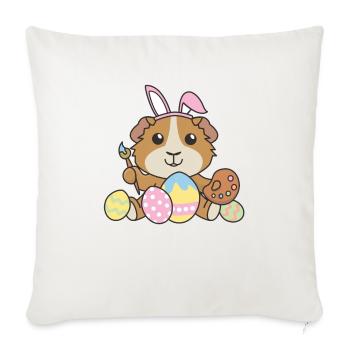 joyeuses Pâques cochon d’Inde douce Pâques - Housse de coussin décorative 45 x 45 cm - blanc nature - Devant