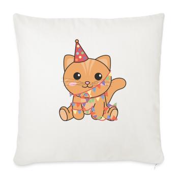 Cat for birthday for children a gift - Sofa pillowcase 17,3'' x 17,3'' (45 x 45 cm) - natural white - Front