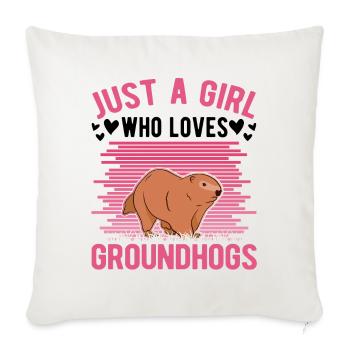 Murmeltier Mädchen Marmotte Marmotte Fille marmotte - Housse de coussin décorative 45 x 45 cm - blanc nature - Devant