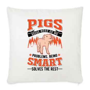 Pig Gift Farmer Pig - Sofa pillowcase 17,3'' x 17,3'' (45 x 45 cm) - natural white - Front