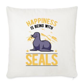 Robbe Glück Sea Lion Seelöwe - Sofa pillowcase 17,3'' x 17,3'' (45 x 45 cm) - natural white - Front