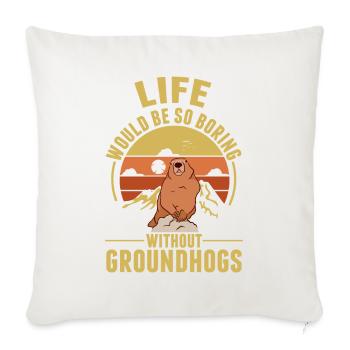 Marmotte Jour de la marmotte Marmotte forestière - Housse de coussin décorative 45 x 45 cm - blanc nature - Devant