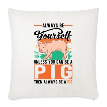 Pig Gift Farmer Pig - Sofa pillowcase 17,3'' x 17,3'' (45 x 45 cm) - natural white - Front