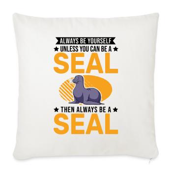 Cadeau de phoque Lion de mer Phoque Lion de mer - Housse de coussin décorative 45 x 45 cm - blanc nature - Devant