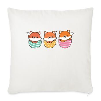 renards doux à Pâques avec œufs de Pâques renard - Housse de coussin décorative 45 x 45 cm - blanc nature - Devant