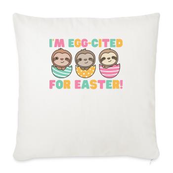 paresseux mignons à Pâques avec des œufs de Pâques paresseux - Housse de coussin décorative 45 x 45 cm - blanc nature - Devant