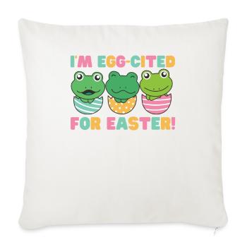 grenouilles douces à Pâques avec œufs de Pâques grenouille - Housse de coussin décorative 45 x 45 cm - blanc nature - Devant