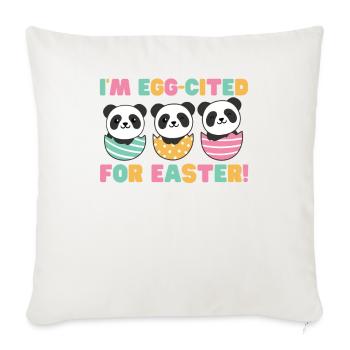süße Pandas zu Ostern mit Ostereiern Panda - Sofakissenbezug 45 x 45 cm - Naturweiß  - Vorne