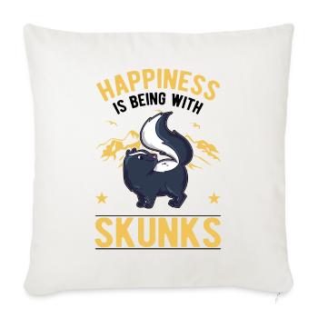Bonheur de moufette - Housse de coussin décorative 45 x 45 cm - blanc nature - Devant
