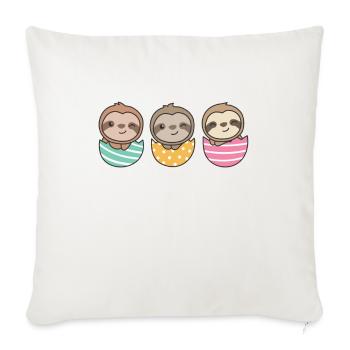 paresseux mignons à Pâques avec des œufs de Pâques paresseux - Housse de coussin décorative 45 x 45 cm - blanc nature - Devant