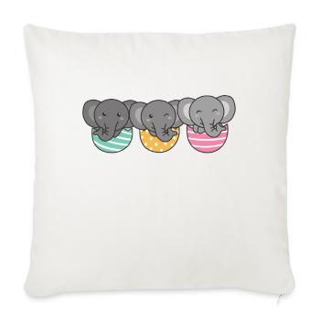 éléphants mignons pour Pâques avec des œufs de Pâques éléphant - Housse de coussin décorative 45 x 45 cm - blanc nature - Devant