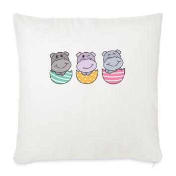 süße Hippos zu Ostern mit Ostereiern Hippo - Sofakissenbezug 45 x 45 cm - Naturweiß  - Vorne