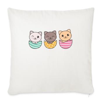 süße Katzen zu Ostern mit Ostereiern Katze - Sofakissenbezug 45 x 45 cm - Naturweiß  - Vorne