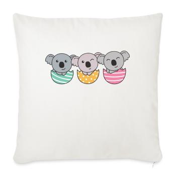 koalas doux pour Pâques avec œufs de Pâques koala - Housse de coussin décorative 45 x 45 cm - blanc nature - Devant