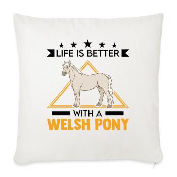 La vie est meilleure avec mon poney gallois - Housse de coussin décorative 45 x 45 cm - blanc nature - Devant