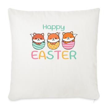 renards doux à Pâques avec œufs de Pâques renard - Housse de coussin décorative 45 x 45 cm - blanc nature - Devant