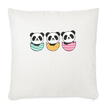süße Pandas zu Ostern mit Ostereiern Panda - Sofakissenbezug 45 x 45 cm - Naturweiß  - Vorne