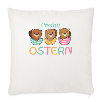 süße Bibern zu Ostern mit Ostereiern Biber - Sofakissenbezug 45 x 45 cm - Naturweiß  - Vorne