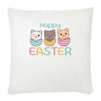 süße Katzen zu Ostern mit Ostereiern Katze - Sofakissenbezug 45 x 45 cm - Naturweiß  - Vorne