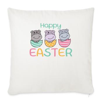 süße Hippos zu Ostern mit Ostereiern Hippo - Sofakissenbezug 45 x 45 cm - Naturweiß  - Vorne