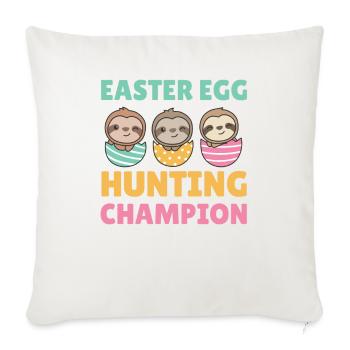 paresseux mignons à Pâques avec des œufs de Pâques paresseux - Housse de coussin décorative 45 x 45 cm - blanc nature - Devant